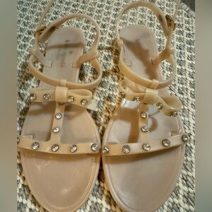 Kate Spade Nude Jelly Sandals with Rhinestone Accents